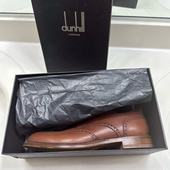 😀SOLD😀 Dunhill Men’s Formal Brown Wing Tip Shoes Sz. 8.5 - Picture 11 of 14